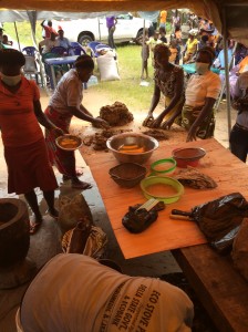 Demonstrating the fabrication of the eco-stove from clay