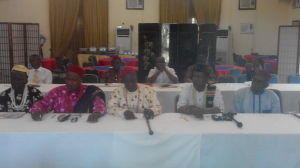 Royal Fathers at the forum (L-R): Dr. Etim Ekpo (Akpabuji), Ntufam Clement Ekpe Emajip (Akamkpa), Chief Obio Aidam Eyo (Ekuri/Eko cluster), Otu Fredalin Akandu (Boki), Ovat Ewona (Obubra) and Emmanuel Oru Gomg (Etung)