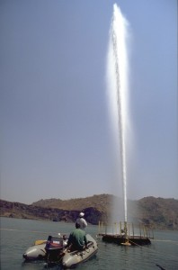 Degassing Lake Nyos to mitigate the effects of future disasters. Photo credit: Water Journalists Africa 