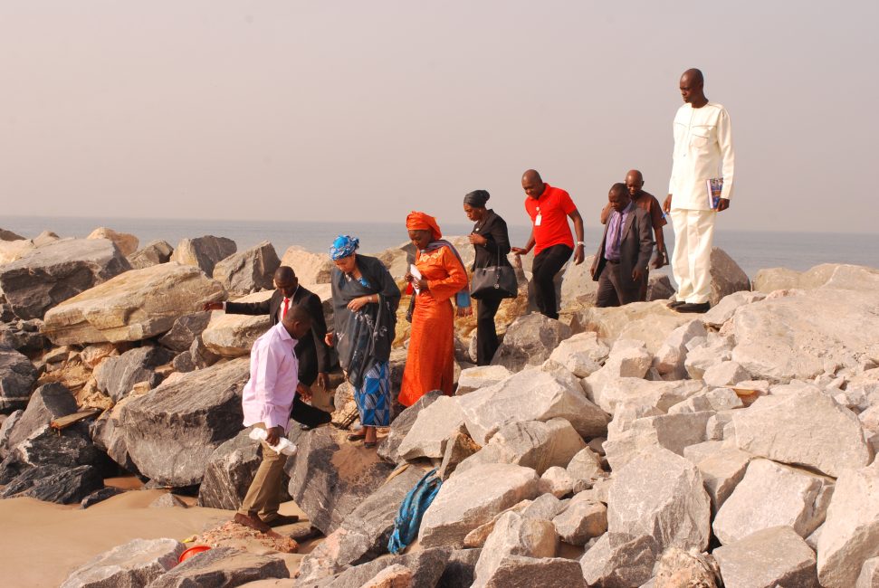 The minister with her entourage at the Eko Atlantic City project site