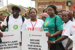 Left to right: Coordinator, Research, Policy and Advocacy, Oxfam, Mr AbdulAzeez Musa; Project Manager, Public Financing for Agriculture, ActionAid International, Ms. Constance Okeke; Female Food Hero, Oxfam, Mrs. Dorcas Azenda; and National President, Small Scale Women Farmers Organisation, Mrs. Serah Yapwa, during the 2016 International  Women's Day and launching of Kilimanjaro Initiative in Abuja, on Thursday, March 10, 2016.