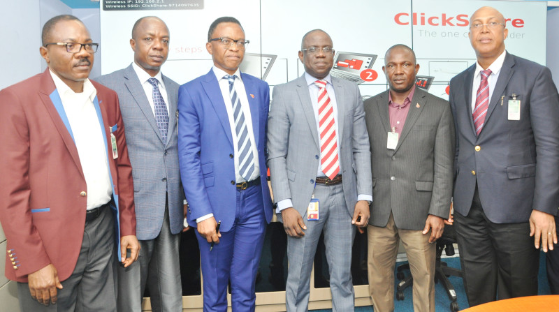 L-R: Financial Secretary,  Petroleum Technology Association of Nigeria (PETAN), Sheba Palana; Assistant Secretary, Wole Ogunsanya; Chairman, Bank Anthony Okoroafor; Managing Director, Shell Nigeria Exploration and Production Company (SNEPCo), Bayo Ojulari; PETAN Ex-Officios, Ibe Chubby Ibe and Emmanuel Onyekwena, during a courtesy visit to SNEPCo offices in Lagos ...on Thursday (April 21)