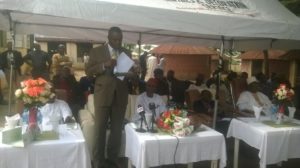 L-R: Country Representative of UNDP, Dr. Pa Lamin Beyai; Minister of Science and Technology, Dr. Ogbonnaya Onu; Director General of the Energy Commission of Nigeria (ECN), Professor Eli Jidere Bala; and the Chief of Ushafa, Alhaji Mohammed Baba, at the launch of the training of women and youths in the fabrication of energy-efficient fuel wood stoves at Ushafa in Bwari LGA, Abuja… recently