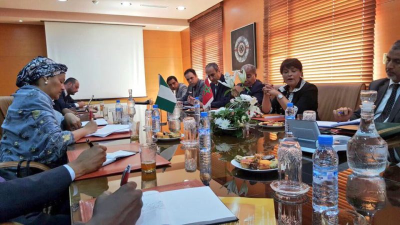 Amina Mohammed leads the Nigerian delegation at a meeting with Moroccan officials