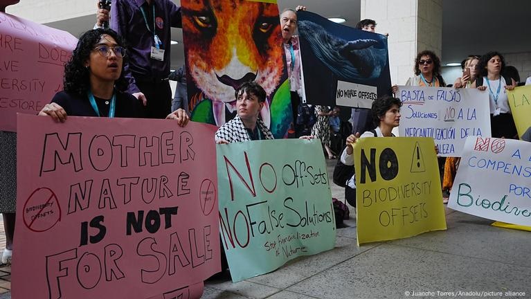 Biodiversity funding protesters